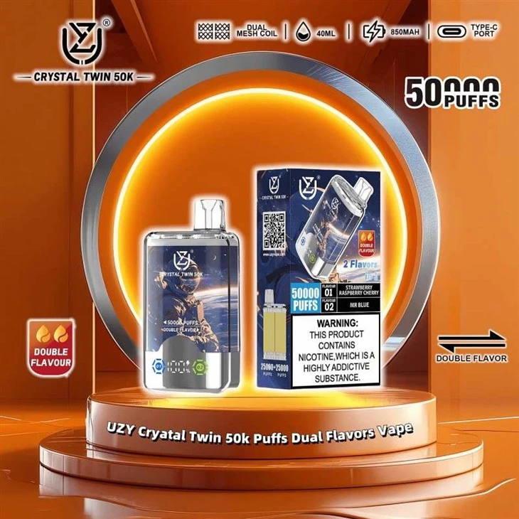 FD-Vape-UZY-Cryatal-Twin-50k-Puffs-Dual-Flavors-Disposable-Vape-0-2-3-5-Nicotine-10Tastes-smart-LED-display-Factory-Direct-Strawberry-Raspberry-Cherry-Mr-Blue_UZY Crystal Twin 50000